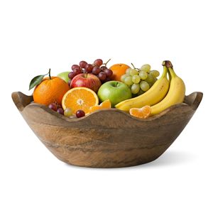 Bol festonné en bois de manguier fait main, bol décoratif pour fruits, bol de service en bois rustique pour la décoration de la cuisine et de la table à manger - Product Image 5