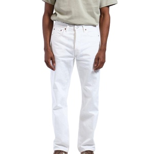 Jean en denim blanc pour homme, imprimé éclair, coupe droite ample, délavé, motif floral, streetwear, pantalon décontracté pour homme - Product Image 1