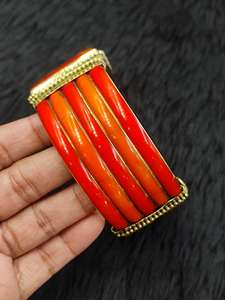 Handmade Polished Studded Red Stone in Brass Bangles filled with Resin Inlay Vintage Brass Partywear Bangles reasonable Price - Product Image 4