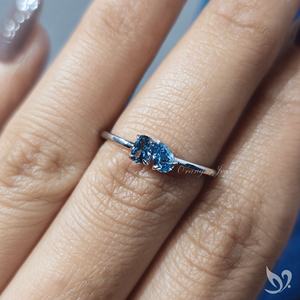 Blue Pear and Elongated Cushion Lab Grown Diamond Toi et Moi <b>Ring</b> <b>Two</b> <b>Stone</b> Engagement <b>Ring</b> Ready to Ship Elegant Bridal <b>Ring</b> - Product Image 5