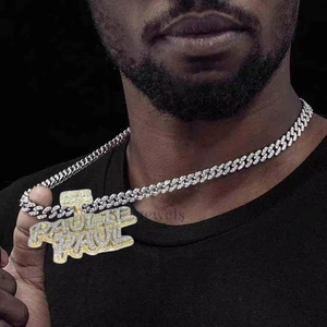 Pendentif Lettre Personnalisée Hip Hop Baguette Pauli Paul, Bijoux Fins, Pendentifs & Breloques, Collier Prénom Plaqué Or 18K Unisexe - Product Image 1