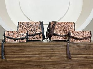 Venta directa de fábrica 2025 nuevo bolso cruzado de cuero genuino y cartera de mano de cuero genuino conjunto de 2 piezas para mujer - Product Image 4