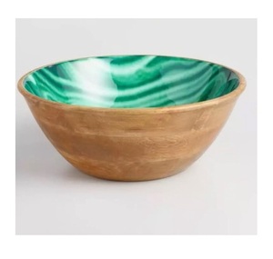 Bol de service en bois émaillé au design élégant, bol à salade en bois émaillé, bol en bois de manguier, bol en bois d'acacia, au meilleur prix d'usine. - Product Image 1