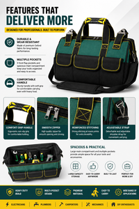 Bolsa de Herramientas Profesional de Alta Resistencia con Almacenamiento Multibolsillos y Correa de Hombro Ajustable - Product Image 3