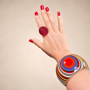 Handmade Rainbow Resin Bangle Chunky Concentric Target Striped Resin Craft Wide Dome Cuff Bracelet Women Jewelry Wholesale - Product Image 6