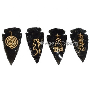 AgateExport.com Pointes de flèches indiennes en obsidienne acajou sculptées, origine Gujarat, de 1 à 1,50 pouce - Product Image 2