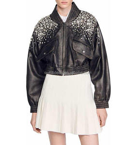 เสื้อแจ็คเก็ตซาฟารีฤดูหนาวสำหรับผู้ชาย บริการ OEM หนังแท้เคลือบผิว คอตั้ง กันน้ำ ย้อมสีเดนิมธรรมดา ลายมาตรฐาน - Product Image 1