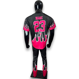 High Quality Customizable Short Sleeve Baseball Uniform Sets Anti-Bacterial Quick Dry Breathable Spandex/Poly/Cotton V-Neck Sets - Product Image 2