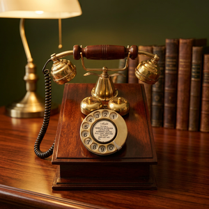 Téléphone rotatif vintage en laiton, téléphone fixe rétro, téléphone de bureau antique noir pour la décoration de la maison ou du bureau - Product Image 3