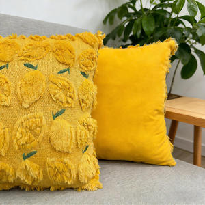 Funda de Cojín Cuadrada Decorativa de Poliéster con Bordado de Limón para Sofá, Cama, Respaldo, Decoración del Hogar, Venta al por Mayor - Product Image 4
