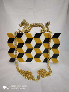 Bolsos de noche de lujo de resina hechos a mano para mujer, caja con asa única, embragues indios, venta al por mayor, precio de fábrica, monedero con estampado único - Product Image 6