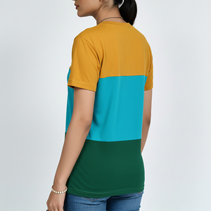 Nouveau T-shirt Oversize en Jersey 100% Coton Color Block à Manches Courtes pour Femme, Logo Personnalisé Imprimé, Léger – Collection 2025 - Product Image 5