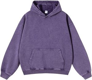 Sweats à capuche rétro délavés à l'acide pour hommes et femmes, broderie personnalisée, 100 % coton molletonné, écologiques, anti-plis, coupe oversize décontractée - Product Image 1