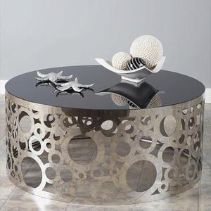 Mesa Auxiliar Moderna de Metal Plateado con Patas Metálicas Redondas para Sala de Estar, Estilo Moderno - Product Image 1