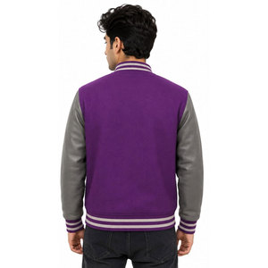Blouson universitaire homme fin, coupe droite, double boutonnage, coupe-vent, écologique, avec logo personnalisé, en molleton de coton, pour le printemps - Product Image 5