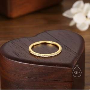 แหวนปูคริสตัลแบบผอมในแหวนเงินสเตอร์ลิงสีทองแหวนปูคริสตัลแหวนซ้อนแหวนนิรันดร์ - Product Image 2