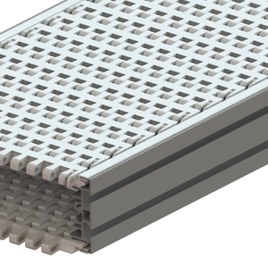 สายพานลำเลียงแบบโค้งกว้าง MODU MT2 CP 5 ทำจากโพลีออกซีเมทิลีน (POM) ทนทานต่อสารเคมี สายพานลำเลียงใหม่สำหรับโรงงานผลิต - Product Image 1