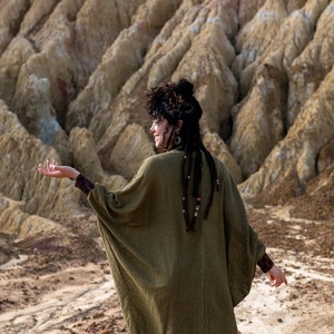 Bohemian Kimono Tribal Festival Cardigan With Gold Block Print Lightweight Ethnic Jacket <b>Boho</b> Festival Wear Open Front - Product Image 2