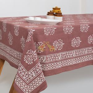 Mantel de Mesa de Comedor con Estampado de Loto Dabu en Algodón, Mantel Hecho a Mano para Bodas, Fiestas y Eventos, Decoración de Mesa de Cocina, Regalo - Product Image 4