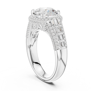 Anillos de oro macizo de 14 quilates con diamantes clásicos para compromiso, boda y aniversario, corte esmeralda, corte redondo brillante, joyería fina. - Product Image 4