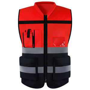 Gilet de sécurité unisexe haute visibilité réfléchissant bleu et noir avec fermeture éclair sur le devant, plusieurs poches, respirant, en polyester, détection des aiguilles - Product Image 3