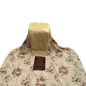 Tissu africain de luxe marron Fransawi Dirac 100% polyester brodé floral avec sequins, élégant pour mariage et soirée - Product Image 4