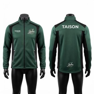 Chaqueta de Entrenamiento de Hockey sobre Hielo de Poliéster Premium, 280 GSM, Verde Oscuro y Negro, con Capucha, Forro Polar, Impermeable, Corte Regular, Paneles en Contraste en la Parte Delantera - Product Image 1