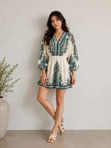 Blusa Floral Vintage Hecha a Mano, Estilo Boho, Ecológica, Transpirable, Ropa de Verano para Mujer con Borlas y Cinturón - Product Image 2