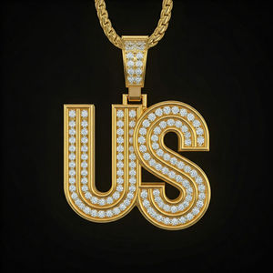 Star Dust Hip Hop Personnalisé Argent 925 Plaqué Or Lettre Initiale Pendentif pour Femmes Glacé Nom Style Hindou Thème Religieux - Product Image 1