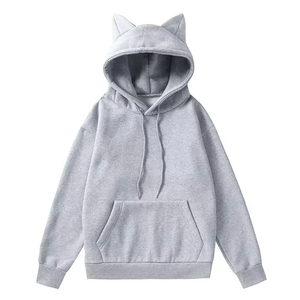 Sudadera con Capucha de Orejas de Gato Unisex, Holgada, Informal, de Color Sólido, de Forro Polar, Corte Regular, para Otoño - Product Image 6