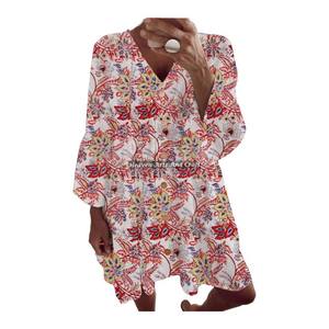 Tunique en coton imprimée à la main, éthique, légère, tissée, pour femme, style bohème chic, artisanat indien. - Product Image 5