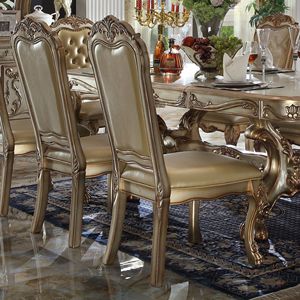 Set di 2 Sedie da Pranzo Imbottite con Finitura Patinata Oro e Osso - Product Image 2
