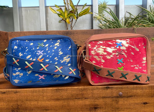 Bolso bandolera de señora de cuero reciclado metálico personalizado bolsos cruzados de lujo con borlas de cuero coloridos y elegantes de tendencia - Product Image 3