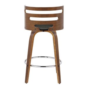 Cosini Tabouret de bar moderne du milieu du siècle de 26 po, hauteur fixe avec pivot, bois de noyer et tissu anthracite, pied en métal chromé - Product Image 5