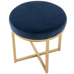 Tabouret ottoman en métal de style moderne Poufs en velours pour la décoration intérieure Meubles de bureau et de salon Siège d'assise unique - Product Image 5
