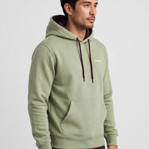 เสื้อพูลโอเวอร์คอกลมสีเขียวมะกอกแบบยูนิเซ็กซ์ ผ้าฝ้ายฟลีซ 100% กันลม สวมใส่สบาย สีพื้น ดีไซน์มีกระเป๋า เหมาะสำหรับใส่ในฤดูหนาว - Product Image 2