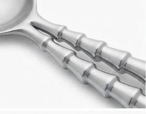 Elegant Silver Finished Stainless Steel Salad server With Geometric Block Handles Perfect For Restaurants Hotel And Resorts - Product Image 2