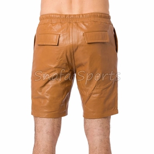 กางเกงขาสั้นหนังผู้ชายรุ่นใหม่ สั่งทำได้ ใส่ลำลองและออกกำลังกายได้ มีเชือกผูกเอว ขายแล้ว - Product Image 2