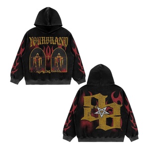 OEM Custom Winter Hooded Heavy GSM Sweat <b>Suit</b> Oversized Cotton Streetwear Screen Print Raised Graphic Private Label - Product Image 4