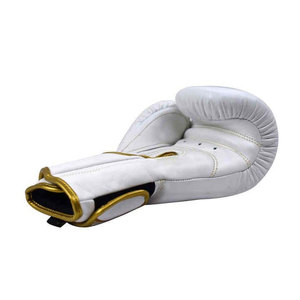 White Leather Boxing Gloves Lace-up Adjustable Wrist <b>Strap</b> Adult Unisex 16oz - Product Image 5