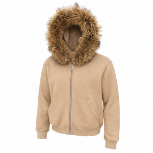 Sudadera con capucha de alta calidad y estilo urbano, con cremallera y pedrería, logotipo personalizado bordado, de piel sintética para hombre - Product Image 4