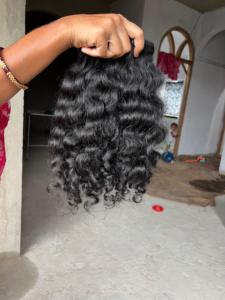 Cheveux Humains Indiens Vierges 100g Extensions en Vrac Noir Naturel Bouclés Trame Simple Cheveux Remy Super Double Drawn à Tisser - Product Image 2
