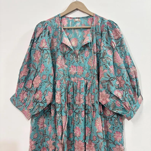 Vestido Midi Informal para Mujer, para Uso Diario, Todas las Temporadas, Tejido 100% Algodón, Liso, Manga Corta, Cintura Imperio, Estilo Babydoll, Cuello en V, Talla Grande - Product Image 3