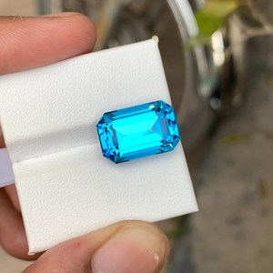 Topaze bleue naturelle taille émeraude, pierre précieuse en vrac pour la fabrication de bijoux, pierre pour bague, pendentif, boucles d'oreilles - Product Image 6