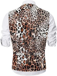 Ensemble gilet et nœud papillon imprimé animal pour homme – Léopard, Tigre, Zèbre, Vache, Girafe, Python – Idéal pour mariage, fête, bal de promo, costume - Product Image 2