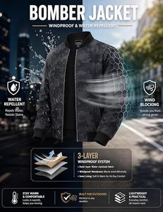 Blouson Bomber Homme 100% Polyester Léger Décontracté Coupe-Vent Hiver Respirant Fermeture Éclair Col Montant Logo Uni Poche Avant - Product Image 6