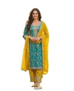 ชุดเดรสยาวแบบดั้งเดิมสำหรับผู้หญิง Rajkumari Bandhani ปักลายผ้าชีนอน แห้งเร็ว ทรงปกติ เหมาะสำหรับงานปาร์ตี้ งาน Diwali และทุกโอกาส - Product Image 1