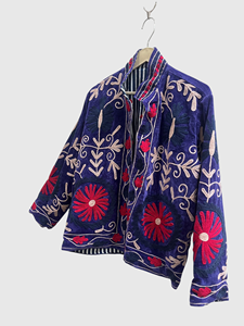 Veste en lin brodée de fleurs, col montant, manches longues, style Prairie Chic, vêtements de printemps pour femmes - Product Image 3