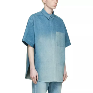 Camisas de Mezclilla de Algodón Japonés Lavadas con Tinte Degradado, Casuales, Suaves y Personalizadas de Alta Calidad OEM para Hombre - Product Image 5