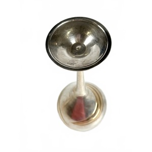 Stainless Steel Bell Shape <b>Goblets</b> Handmade Long Stem Wine <b>Glass</b> Gold Rimmed Vintage Wedding Occasion 2 Pieces - Product Image 3